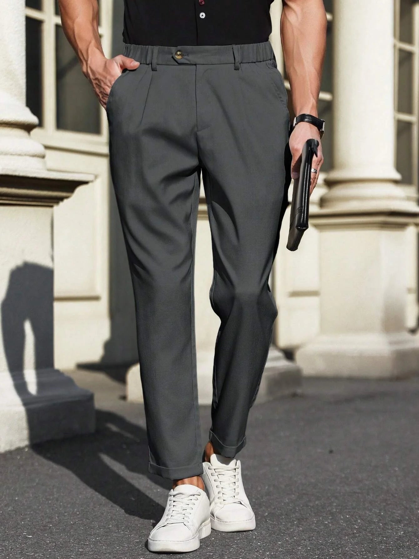 EleganceFit™ Casual Trousers Donkergrijs