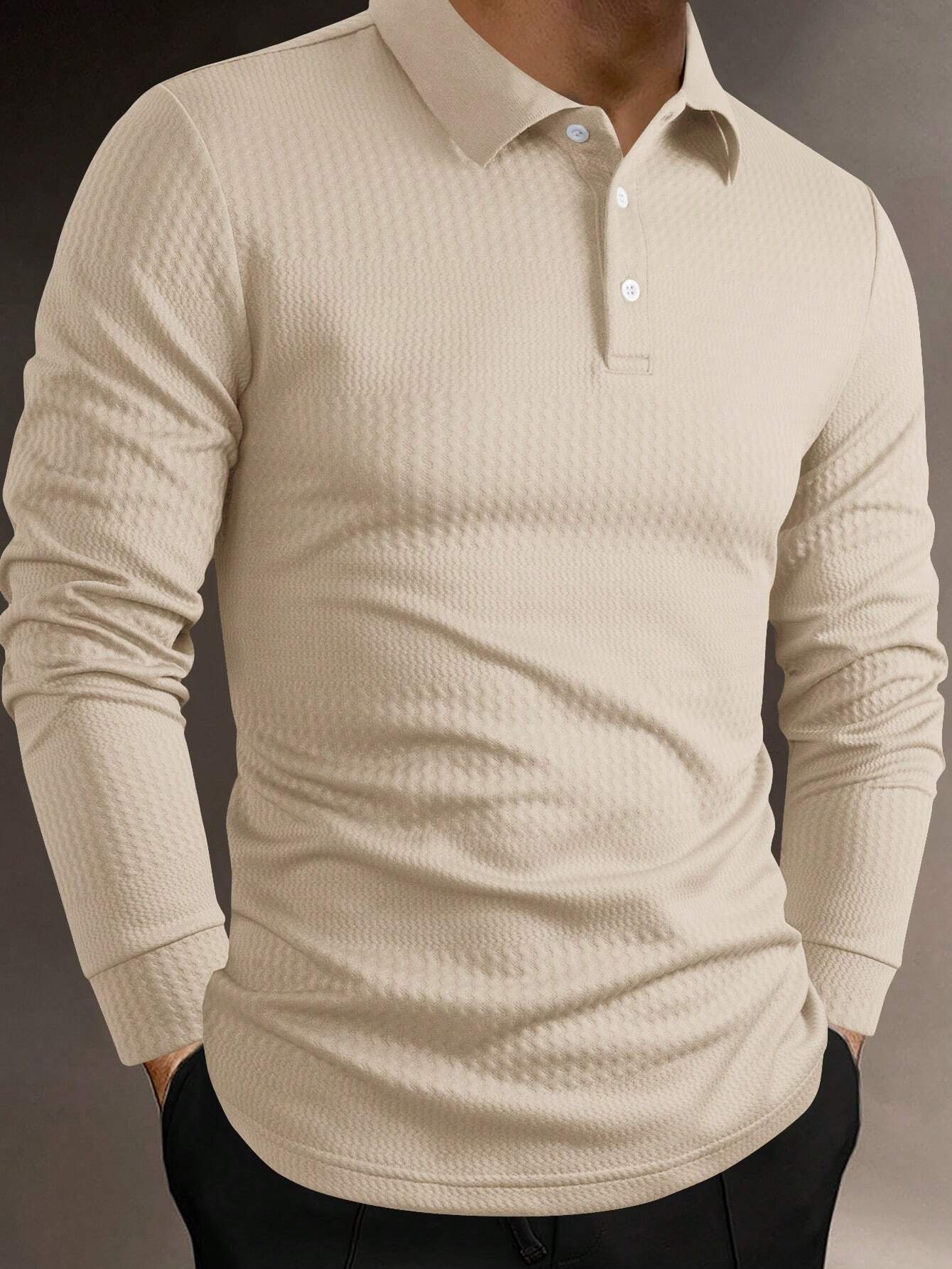 B-longsleeve TM Luxe Polo Abrikoos