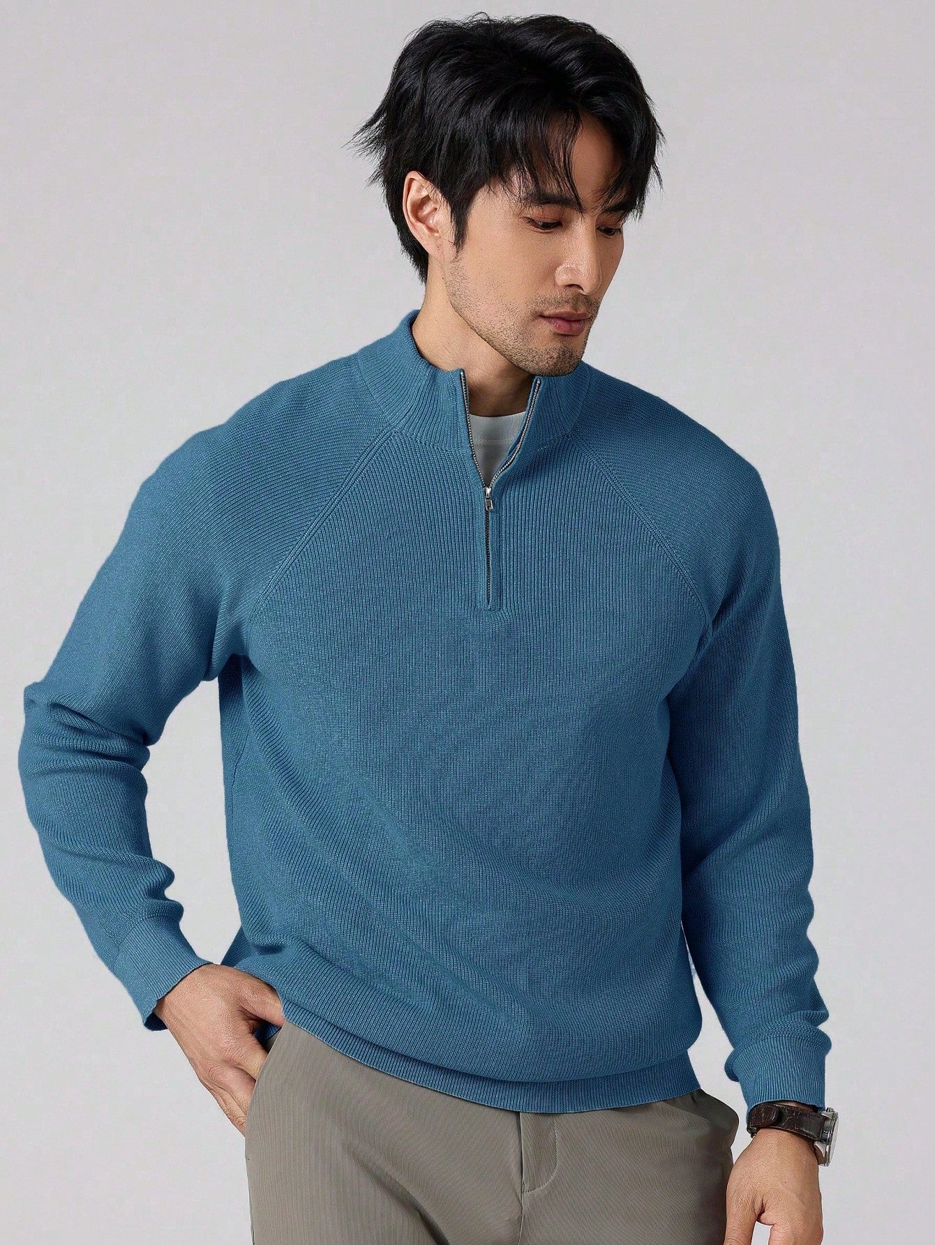 SwiftZip Men's Sweater Lichtblauw