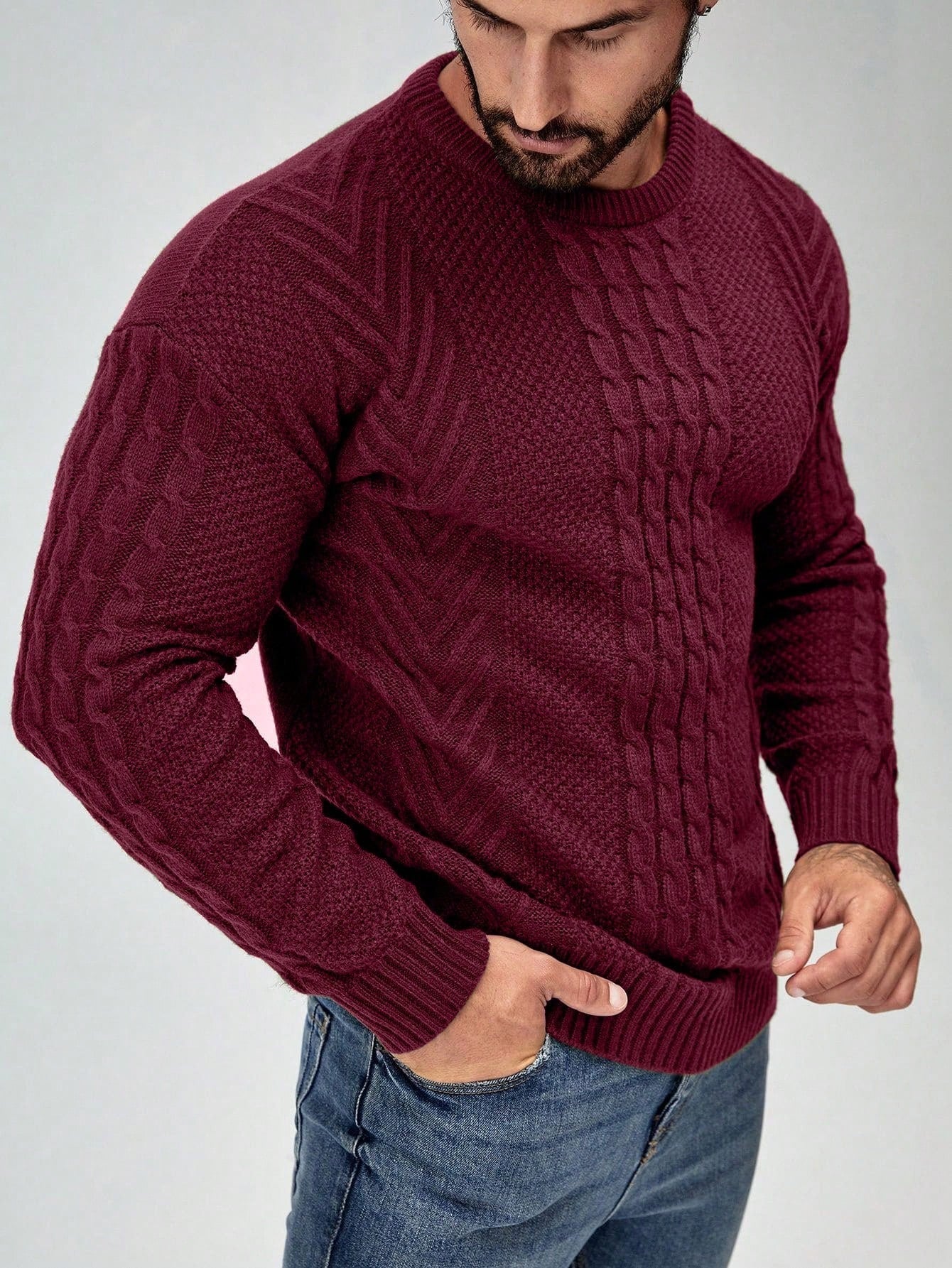 SavvyKnit Men's Sweater Donkergroen