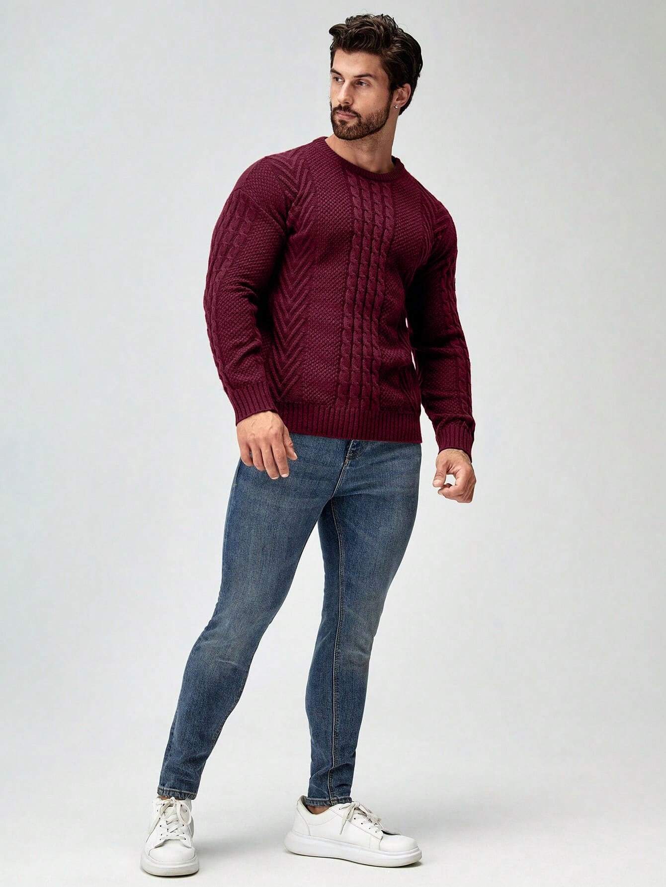 SavvyKnit Men's Sweater Bordeaux