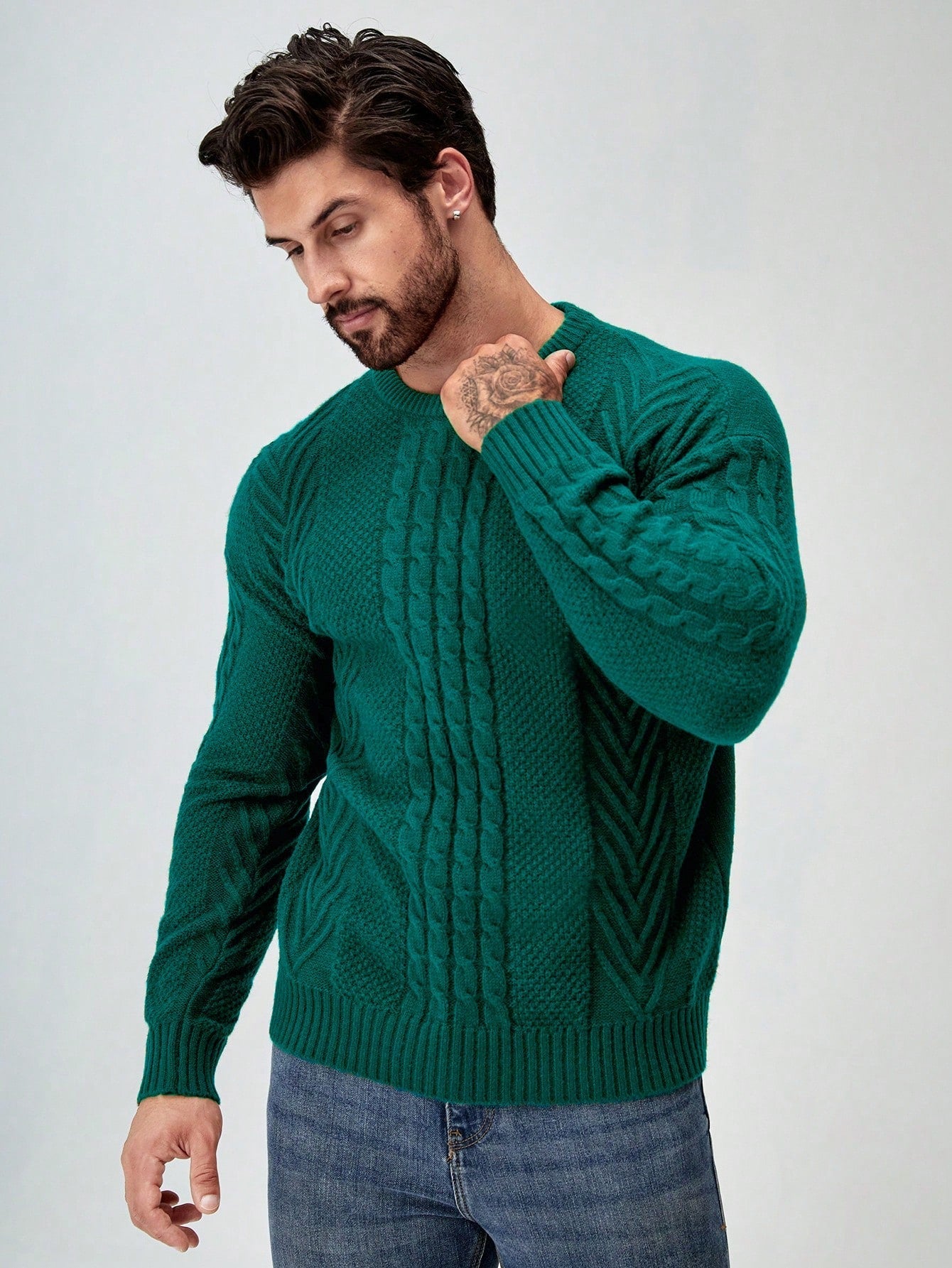 SavvyKnit Men's Sweater Donkergroen
