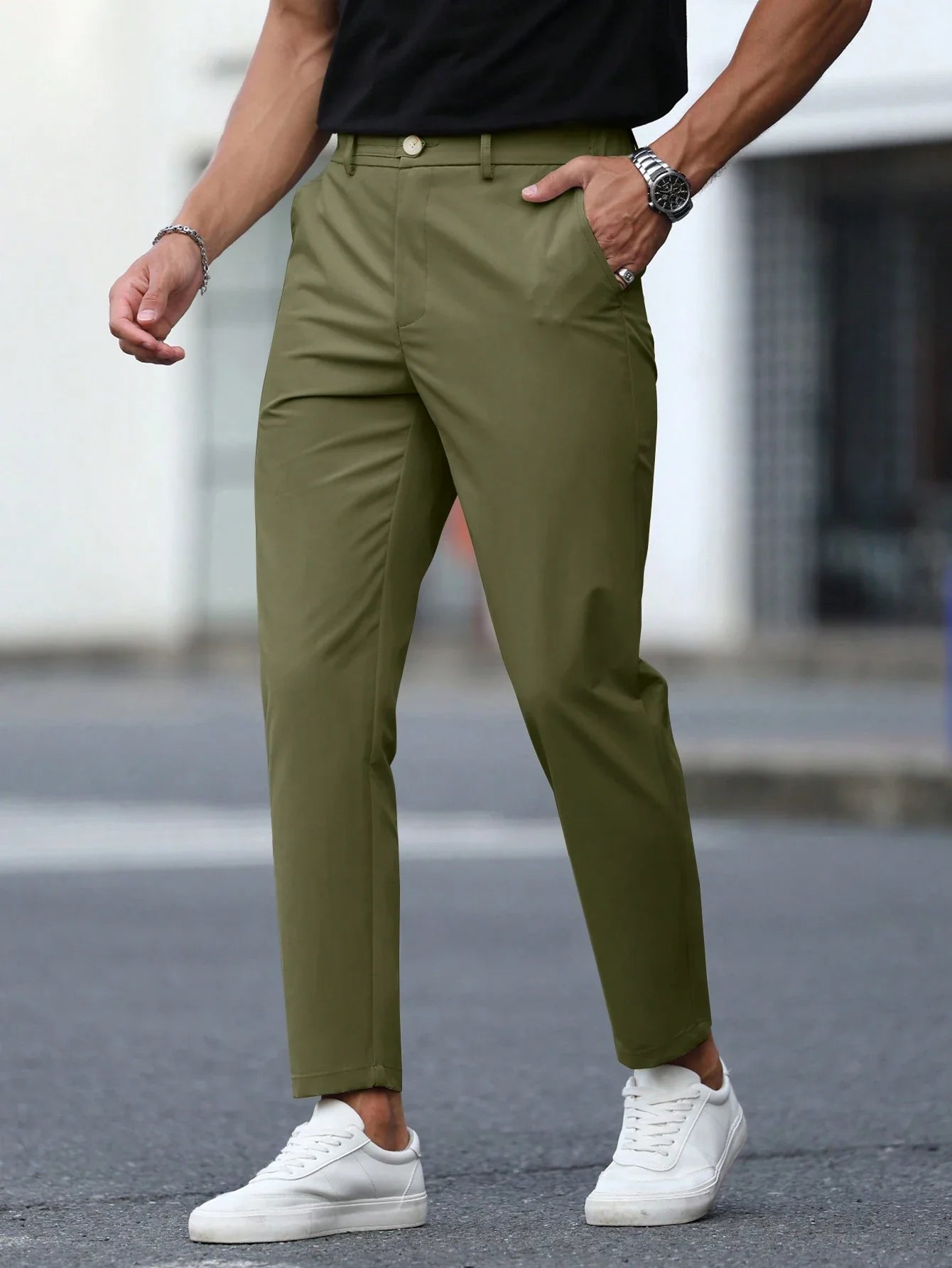 B-Casual Chino Leger Groen