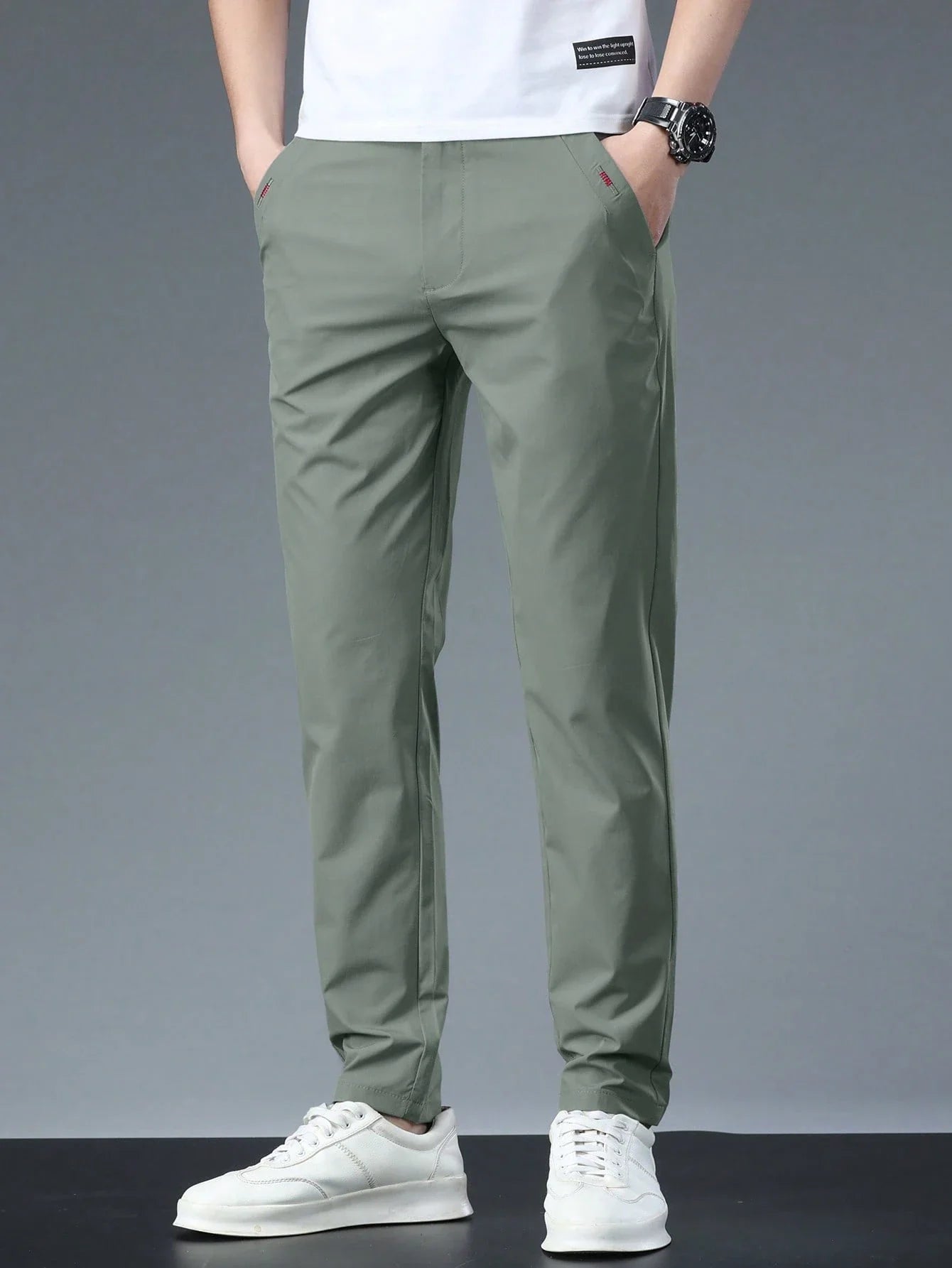 B-Taperedstretch Olijfgroen