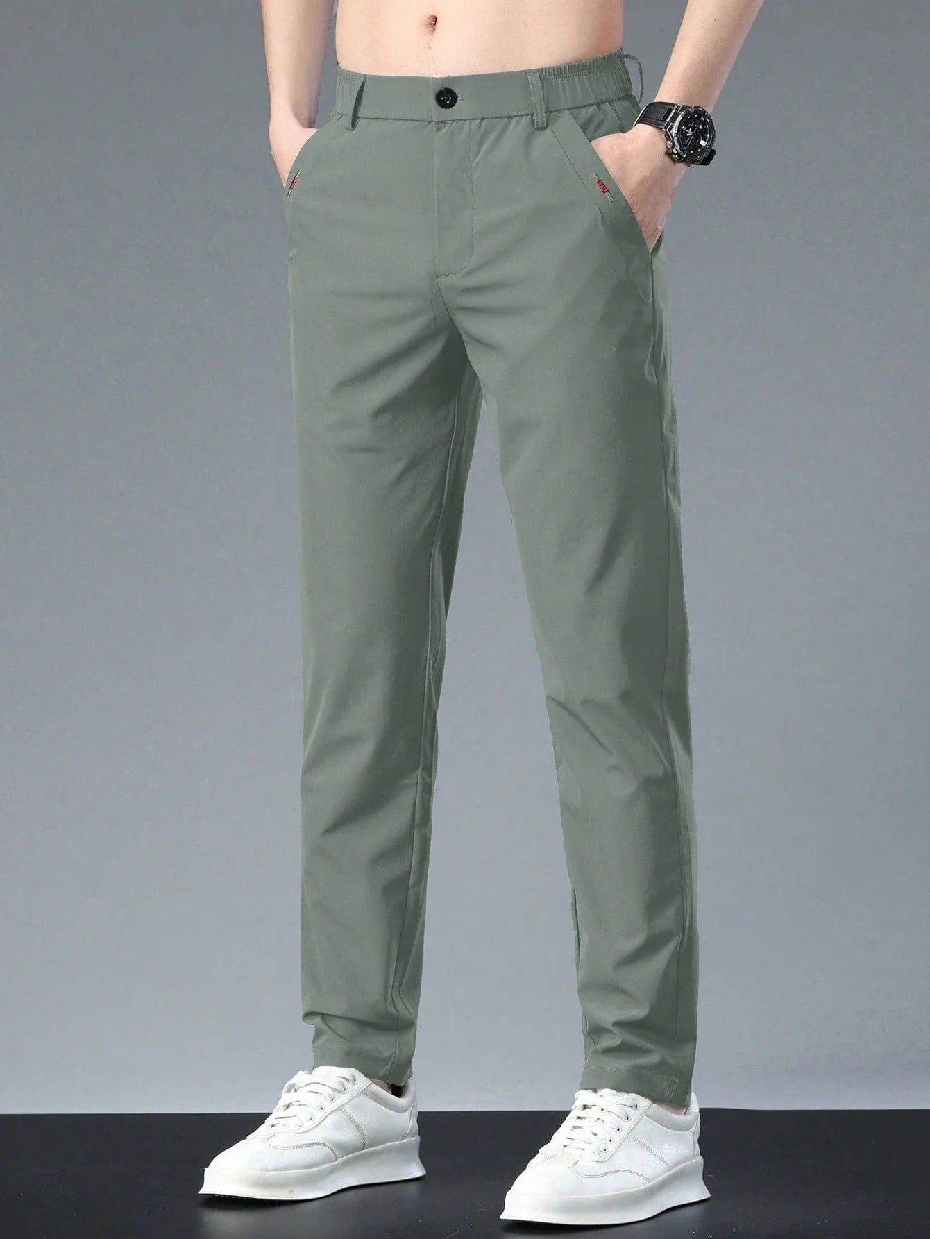 B-Taperedstretch Olijfgroen
