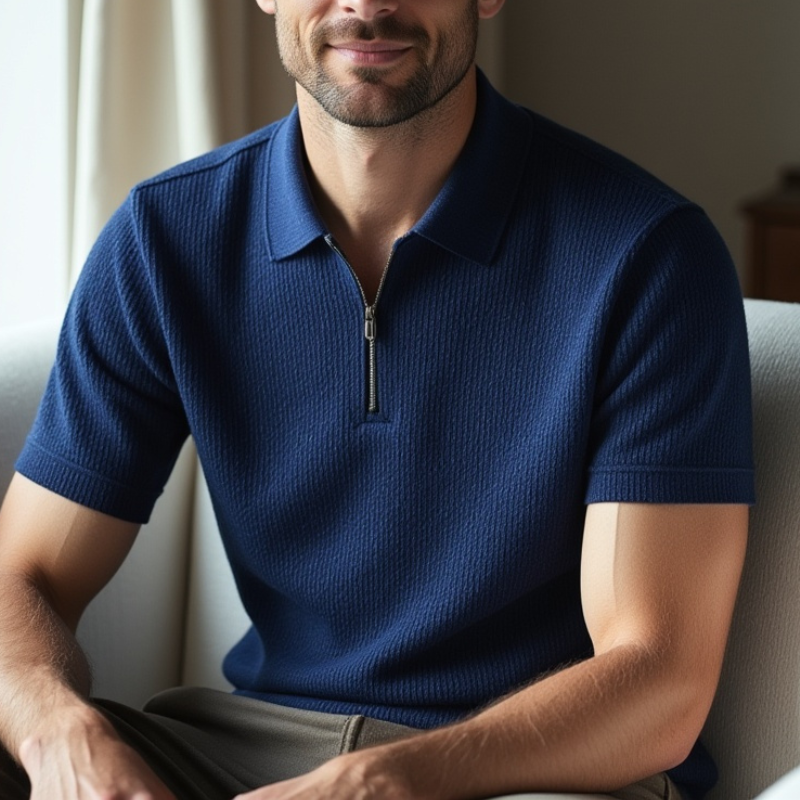 Brennello Knit Polo TM Blauw