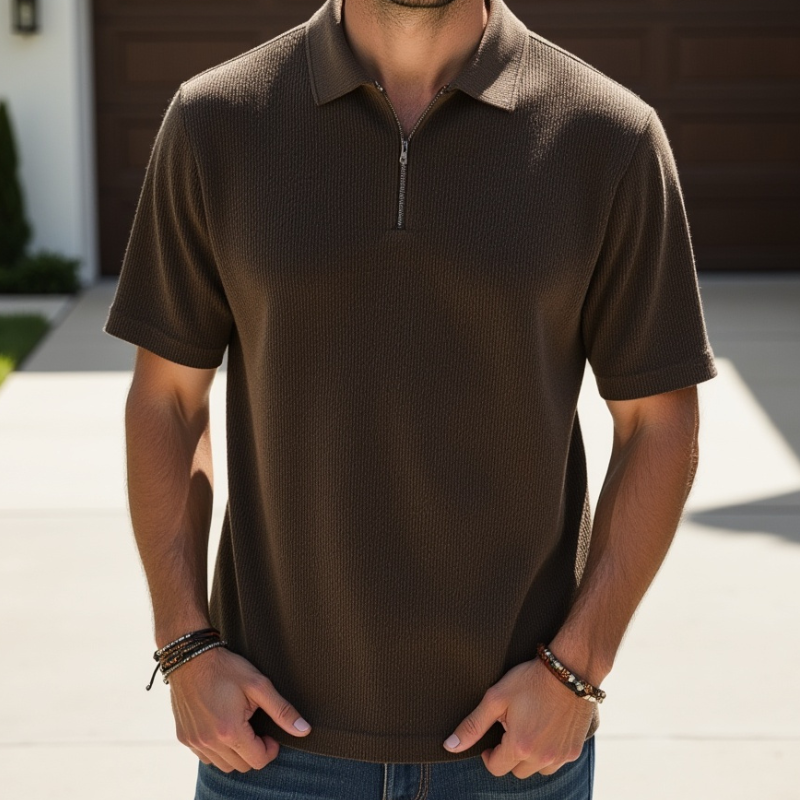 Brennello Knit Polo TM Blauw
