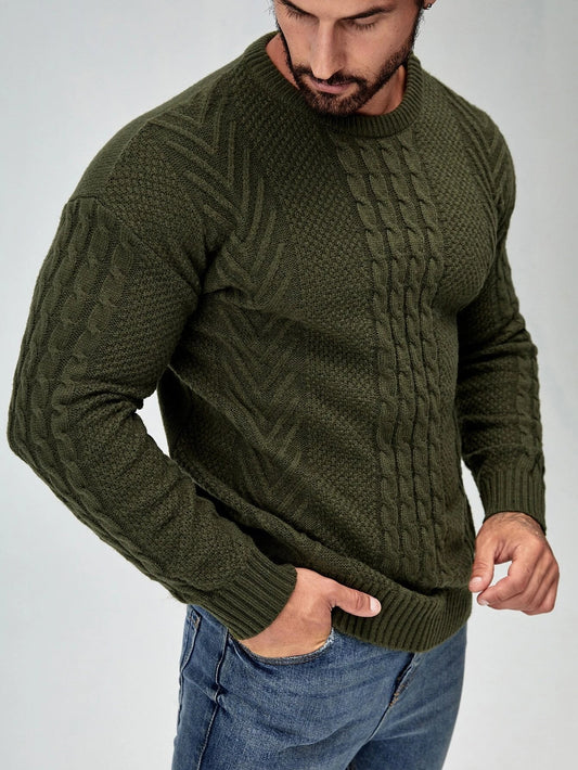 SavvyKnit Men's Sweater Donkergroen