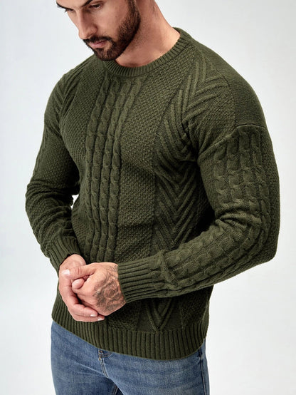 SavvyKnit Men's Sweater Donkergroen