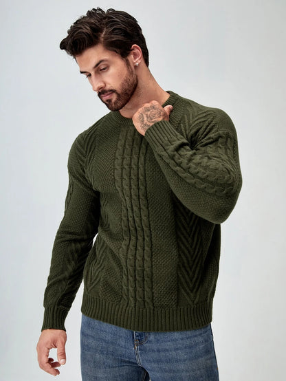 SavvyKnit Men's Sweater Donkergroen