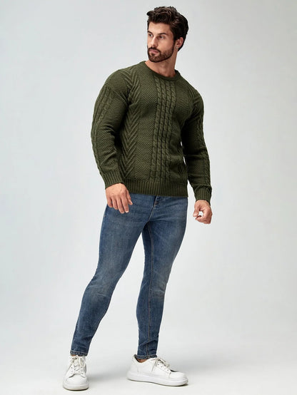 SavvyKnit Men's Sweater Donkergroen