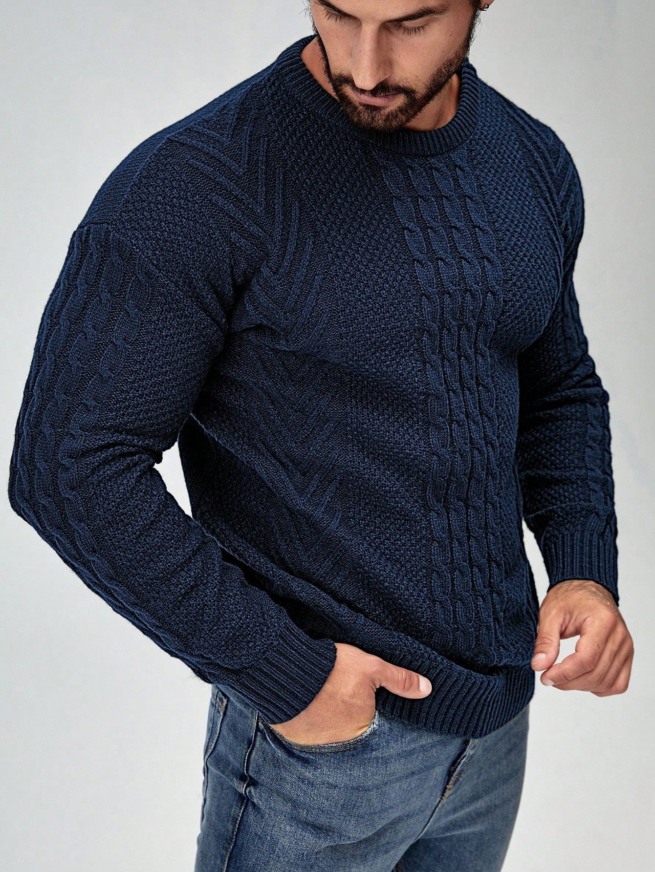 SavvyKnit Men's Sweater Donkergroen
