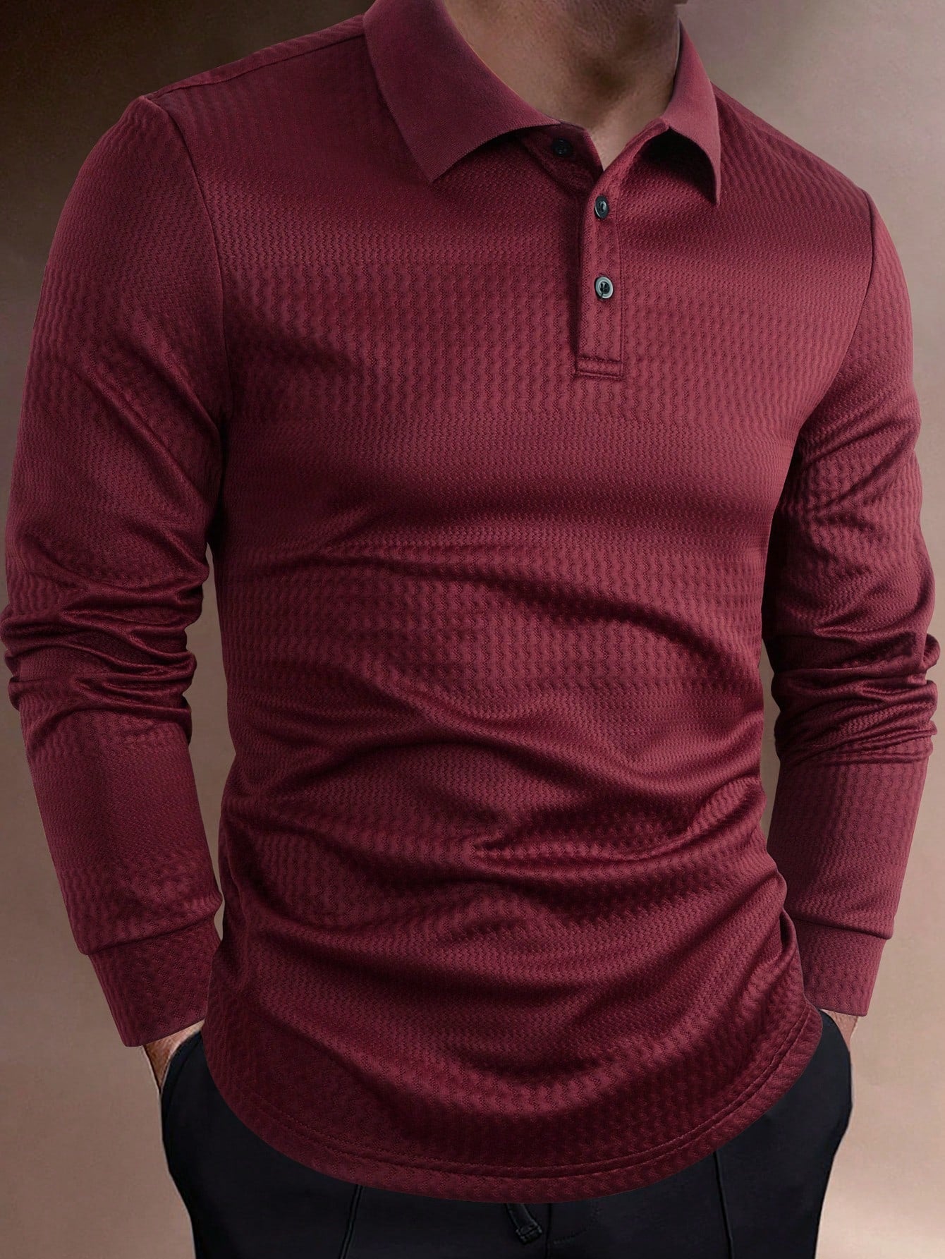 B-longsleeve TM Luxe Polo Abrikoos
