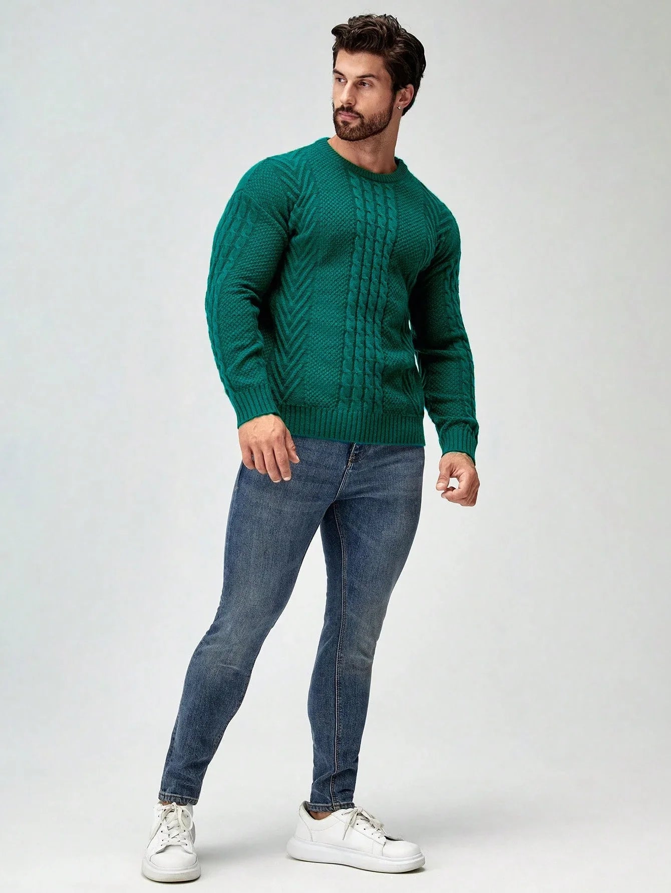 SavvyKnit Men's Sweater Munt groen
